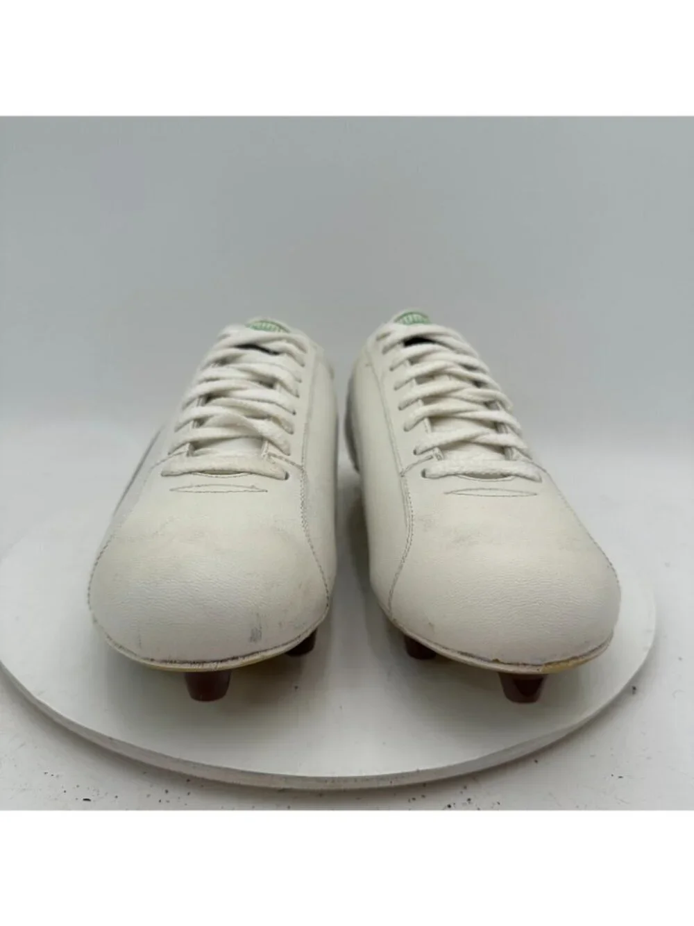 Vintage Puma First Time Men Size 10 1White Grey Leather Football Cleats Shoes
